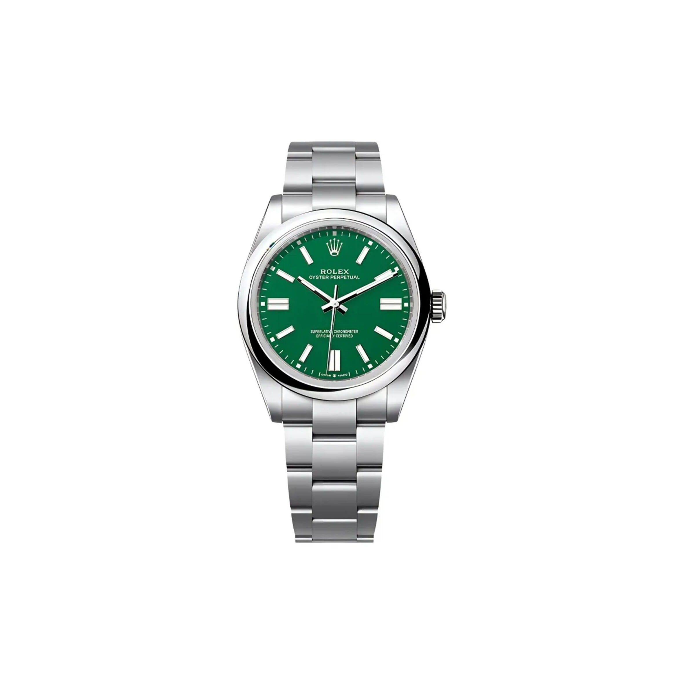 R01ex oyster perpetual green dial 41mm watch m134300-0004